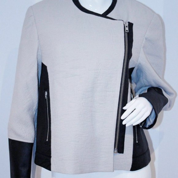 HELMUT  LANG Jacket JACQUARD Zip LEATHER Moto - Picture 3 of 8